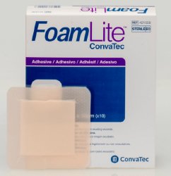 Thin Foam Dressing FoamLite™ 4 X 4 Inch With Border Film Backing Silicone Adhesive Square Sterile - BeHope