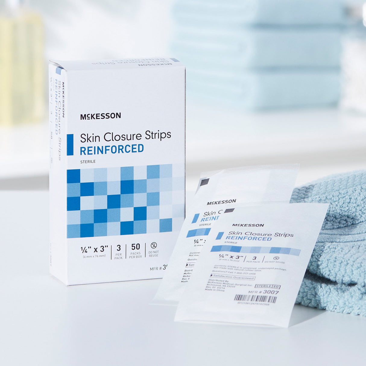 Skin Closure Strip McKesson 1/4 X 3 Inch Nonwoven Material Reinforced Strip White - BeHope
