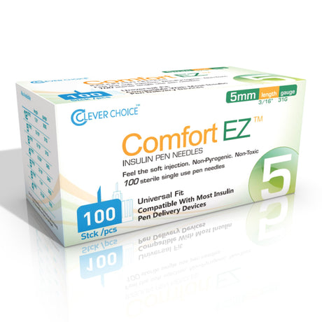 Standard Insulin Pen Needle Comfort EZ™ 31 Gauge 5 mm Length NonSafety - BeHope