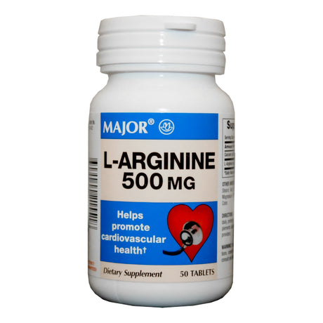 Dietary Supplement Major® L-Arginine 500 mg Strength Tablet 50 per Bottle - BeHope