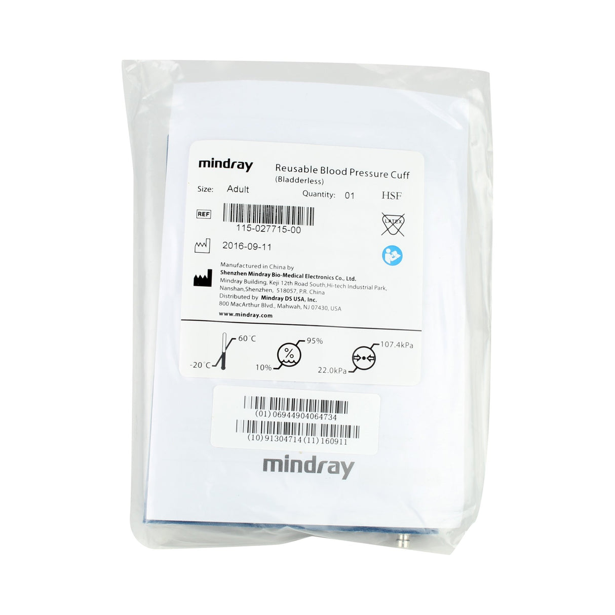 Blood Pressure Cuff Mindray™ Reusable Durable Nylon Adult - BeHope