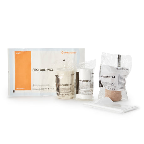 3 Layer Compression Bandage System Profore Lite Self-Adherent / Tape Closure Tan / White NonSterile Low Compression - BeHope