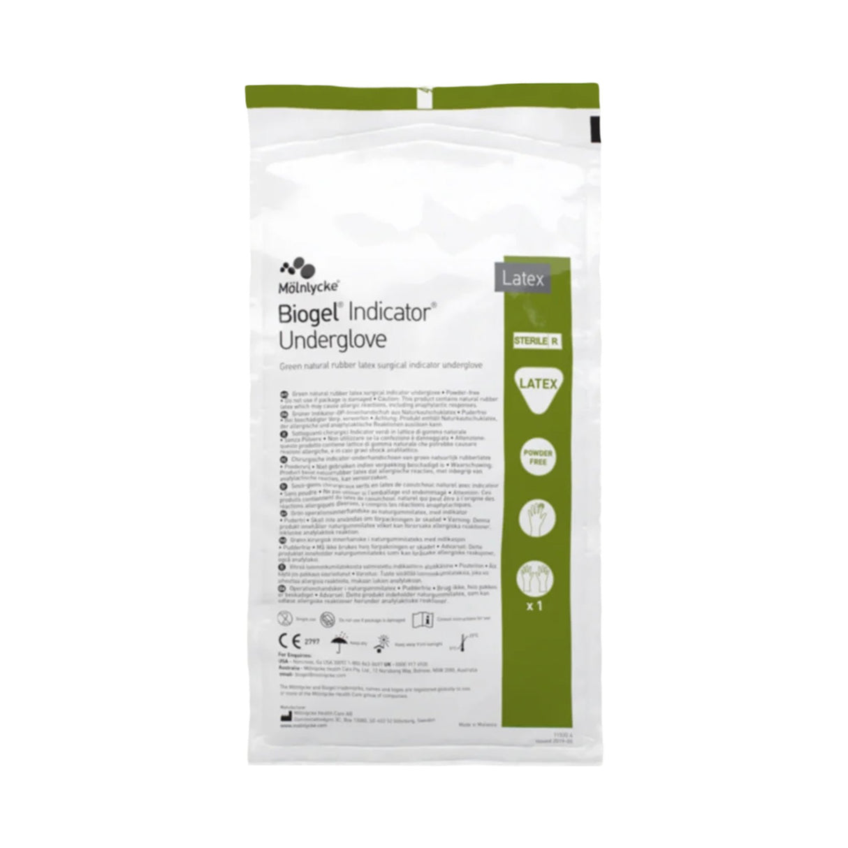 Surgical Underglove Biogel® Indicator™ Underglove Size 8.5 Sterile Latex Standard Cuff Length Smooth Green Not Chemo Approved - BeHope