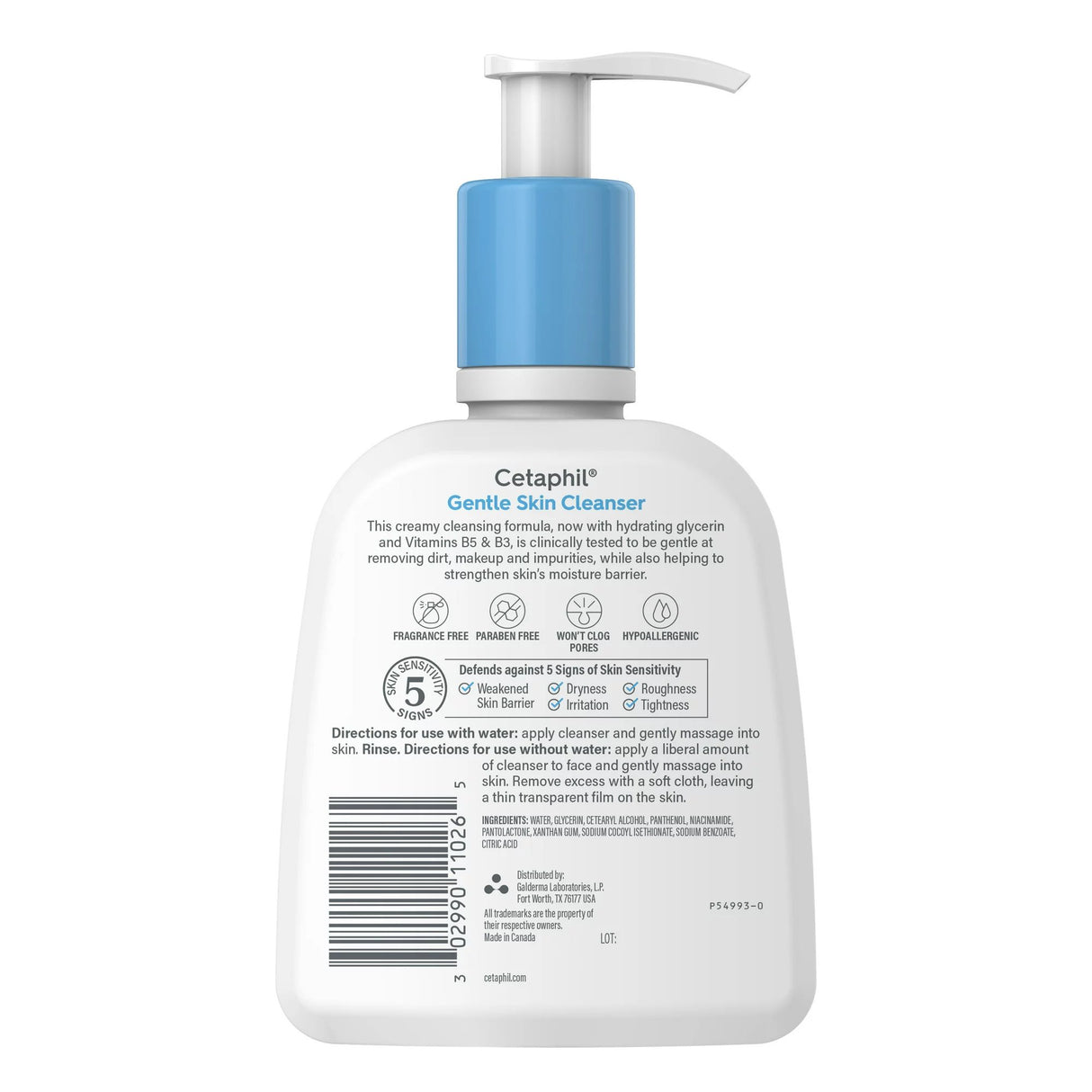 Facial Cleanser Cetaphil Gentle Skin Cleanser Lotion 8 oz. Pump Bottle Unscented