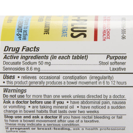 Stool Softener Laxative Health Star® Docusate Sodium Sennosides Tablets Natural Vegetable Formula - BeHope