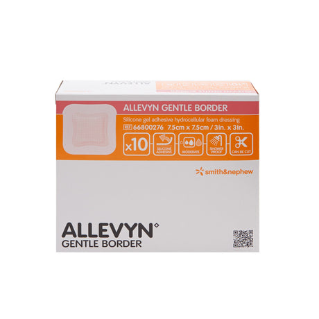 Foam Dressing Allevyn Gentle Border 3 X 3 Inch With Border Film Backing Silicone Gel Adhesive Square Sterile