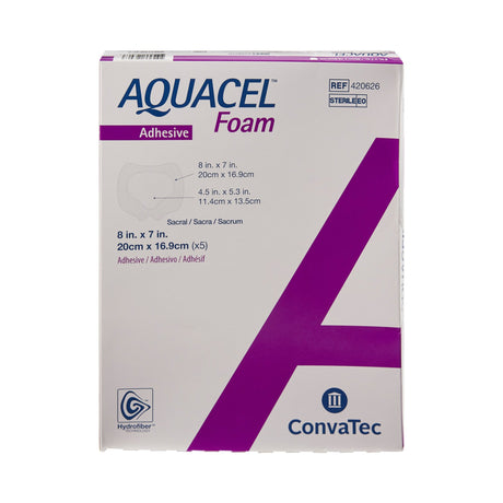 Foam Dressing Aquacel® 7 X 8 Inch With Border Waterproof Film Backing Silicone Adhesive Sacral Sterile - BeHope