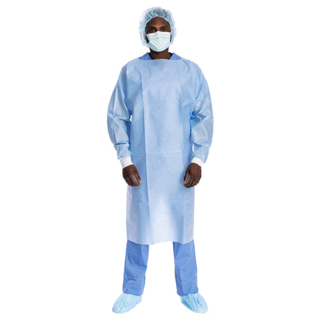 Protective Procedure Gown Halyard One Size Fits Most Blue NonSterile Not Rated Disposable - BeHope