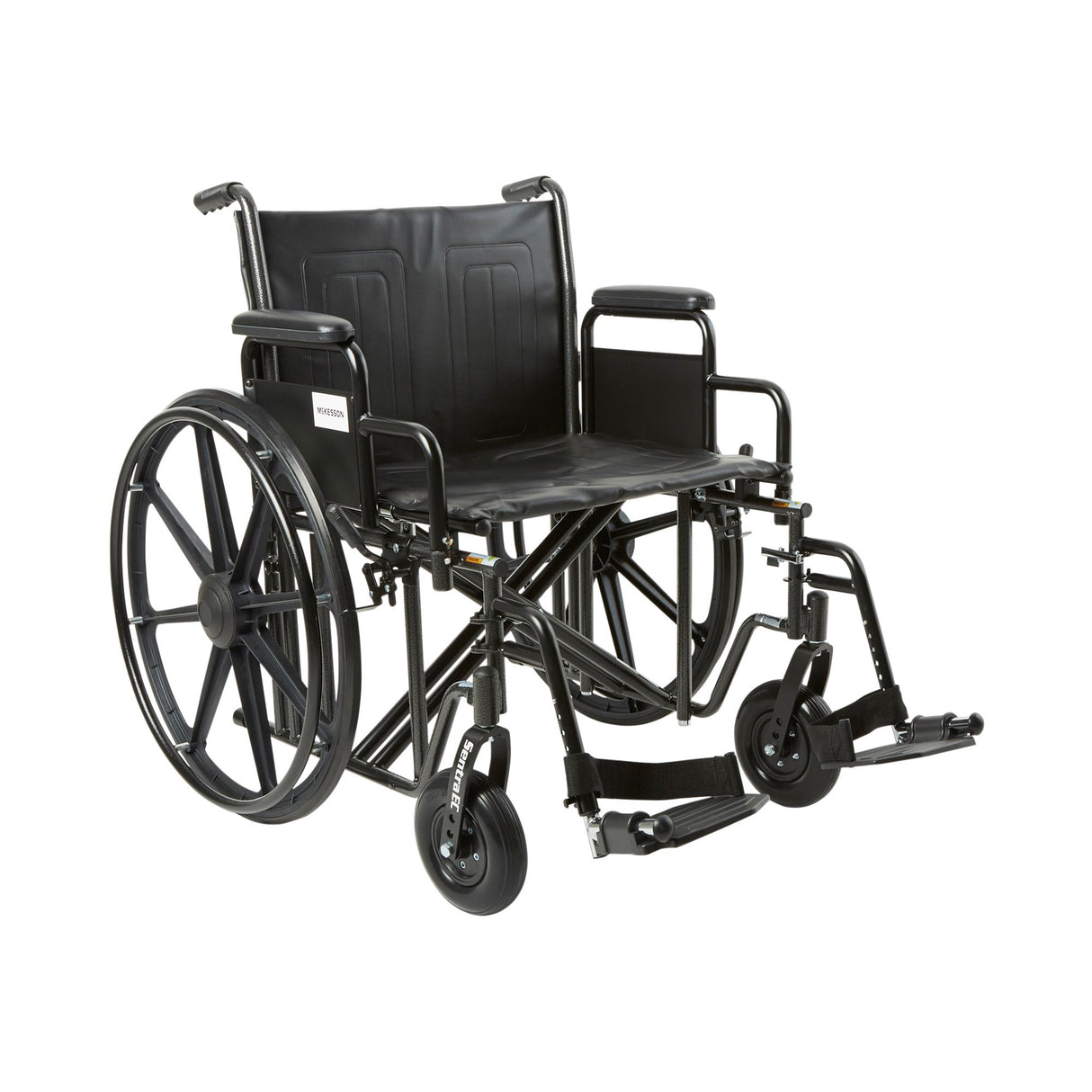 Bariatric Wheelchair McKesson Dual Axle Desk Length Arm Swing-Away Footrest Black Upholstery 22 Inch Seat Width Adult 450 lbs. Weight Capacity - BeHope
