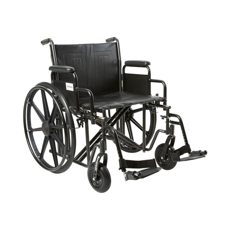 Bariatric Wheelchair McKesson Dual Axle Desk Length Arm Swing-Away Footrest Black Upholstery 22 Inch Seat Width Adult 450 lbs. Weight Capacity - BeHope