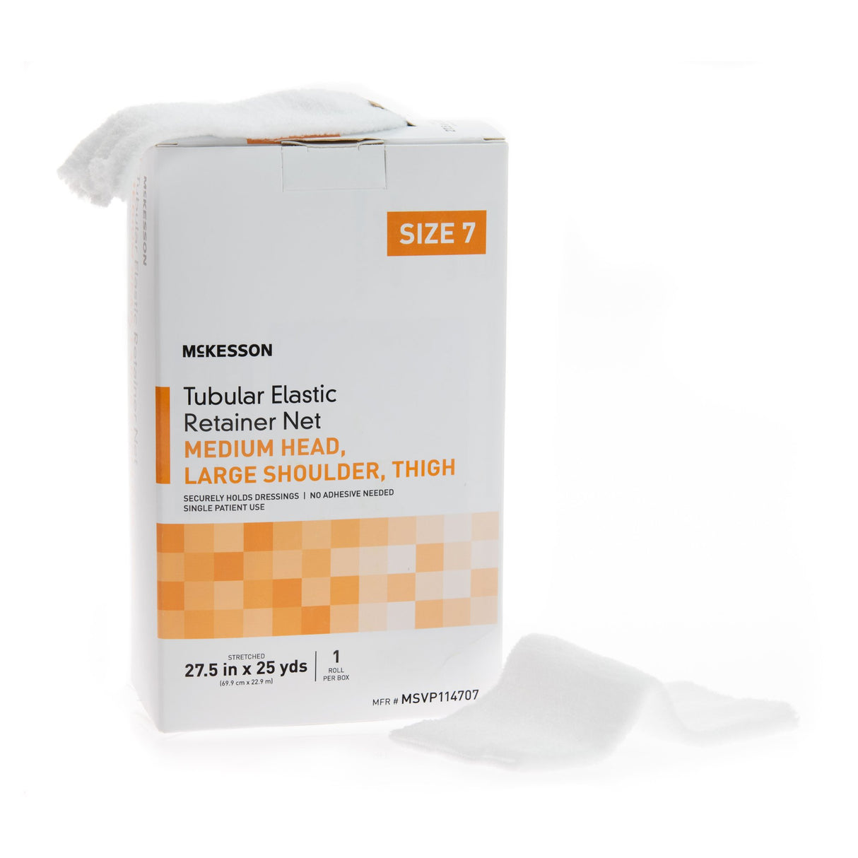 Elastic Net Retainer Dressing McKesson Tubular Elastic 27-1/2 Inch X 25 Yard (69.9 cm X 22.9 m) Size 7 White Medium Head / Large Shoulder / Thigh NonSterile - BeHope