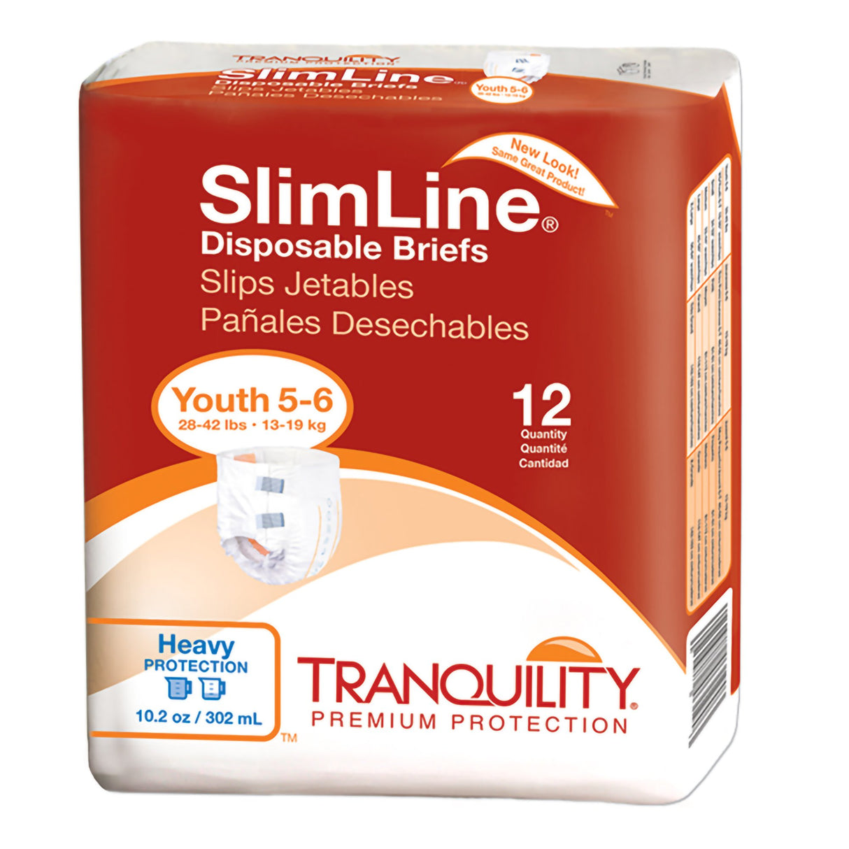 Unisex Youth Incontinence Brief Tranquility® Slimline® Size 5 to 6 Disposable Heavy Absorbency - BeHope
