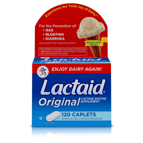 Dietary Supplement Lactaid® Original Lactase Enzyme 3,300 IU Strength Tablet 120 per Box Unflavored - BeHope