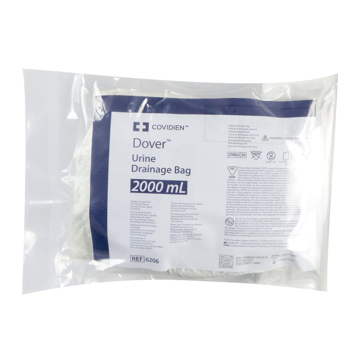 Urinary Drainage Bag Dover® 48 Inch Tubing 2000 mL Sterile Anti-Reflux Barrier - BeHope