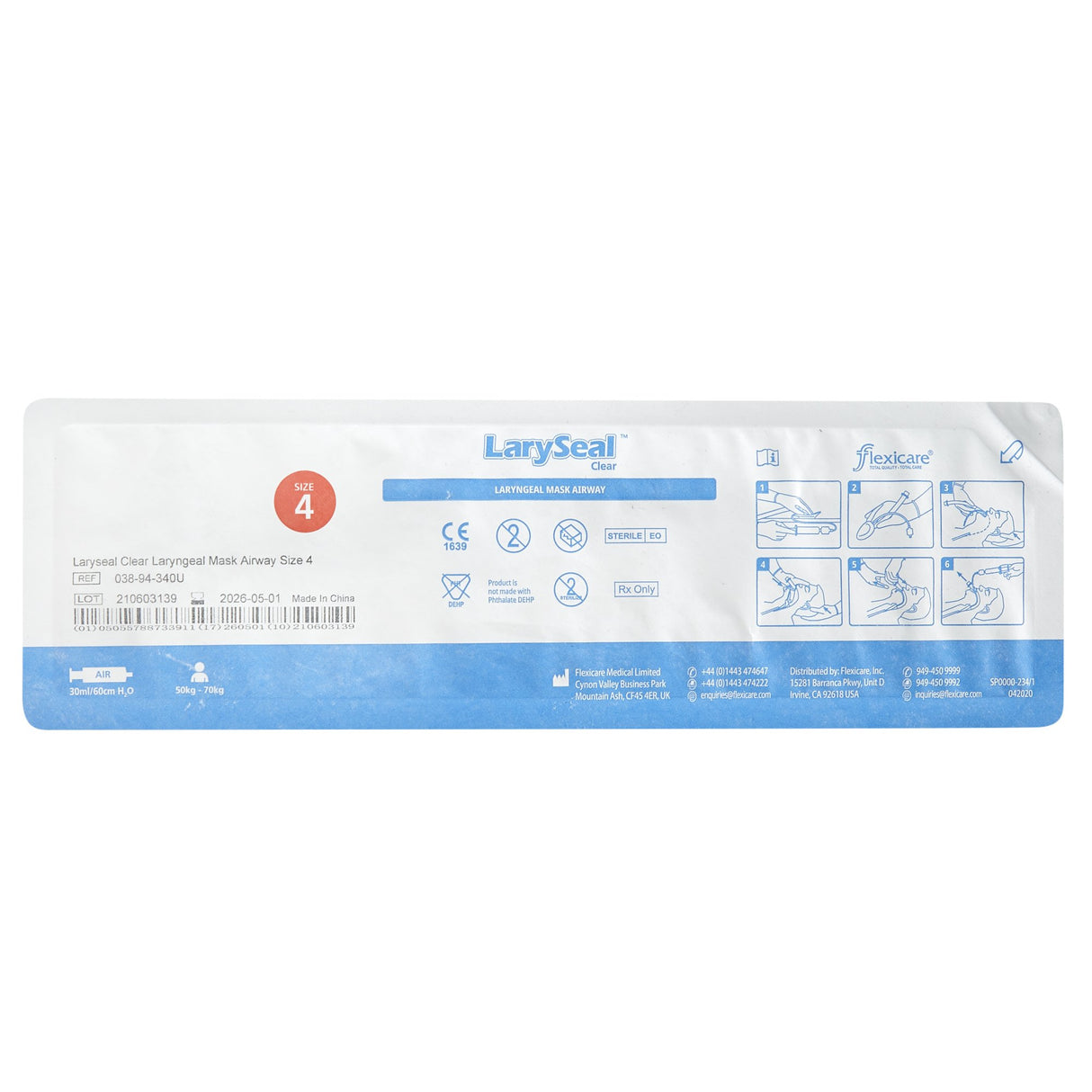 Curved Laryngeal Mask Laryseal™ Clear Pvc Single Patient Use Sterile - BeHope