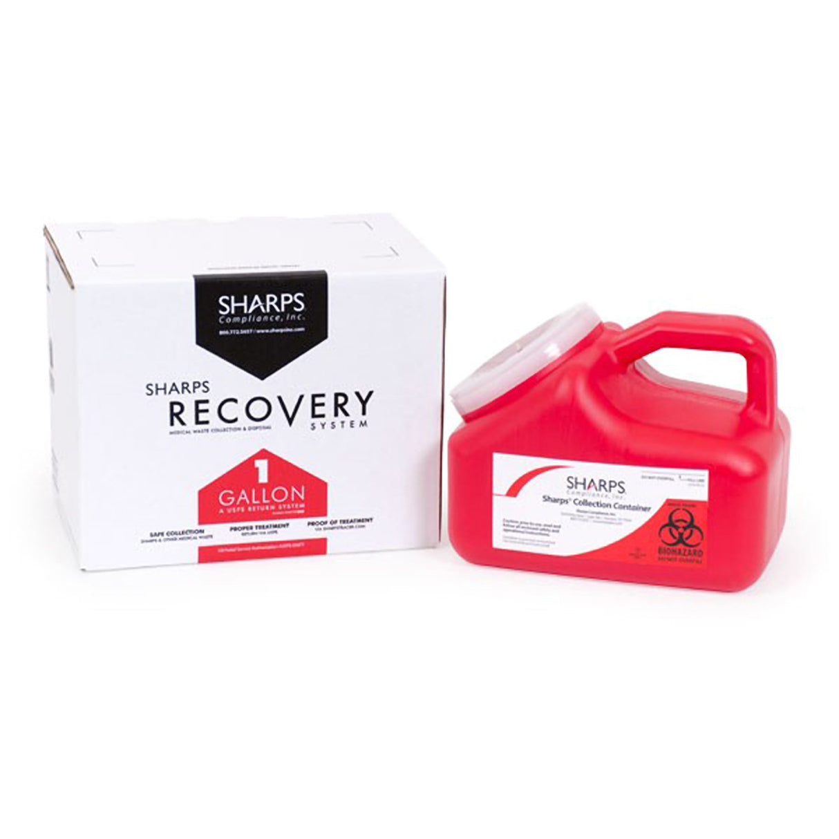 Mailback Sharps Container Mail System Pro-Tec Red Base 9 L X 6 W X 7-1/2 H Inch Vertical Entry 1 Gallon