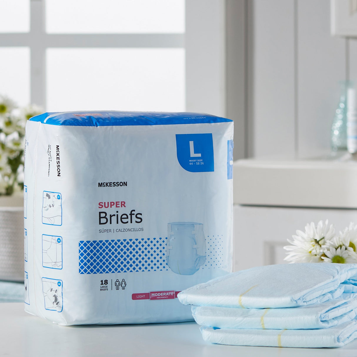 Unisex Adult Incontinence Brief McKesson Large Disposable Moderate Absorbency - BeHope