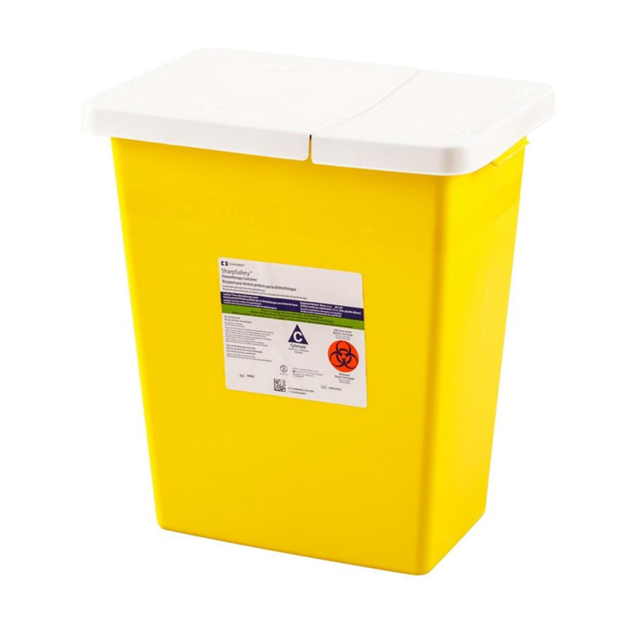 Chemotherapy Waste Container SharpSafety Yellow Base 17-1/2 H X 15-1/2 W X 11 D Inch Horizontal / Vertical Entry 8 Gallon