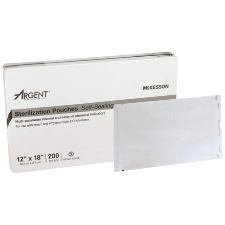 Sterilization Pouch McKesson Argent™ Sure-Check® Ethylene Oxide (EO) Gas / Steam 12 X 18 Inch Transparent / Blue Self Seal Paper / Film - BeHope