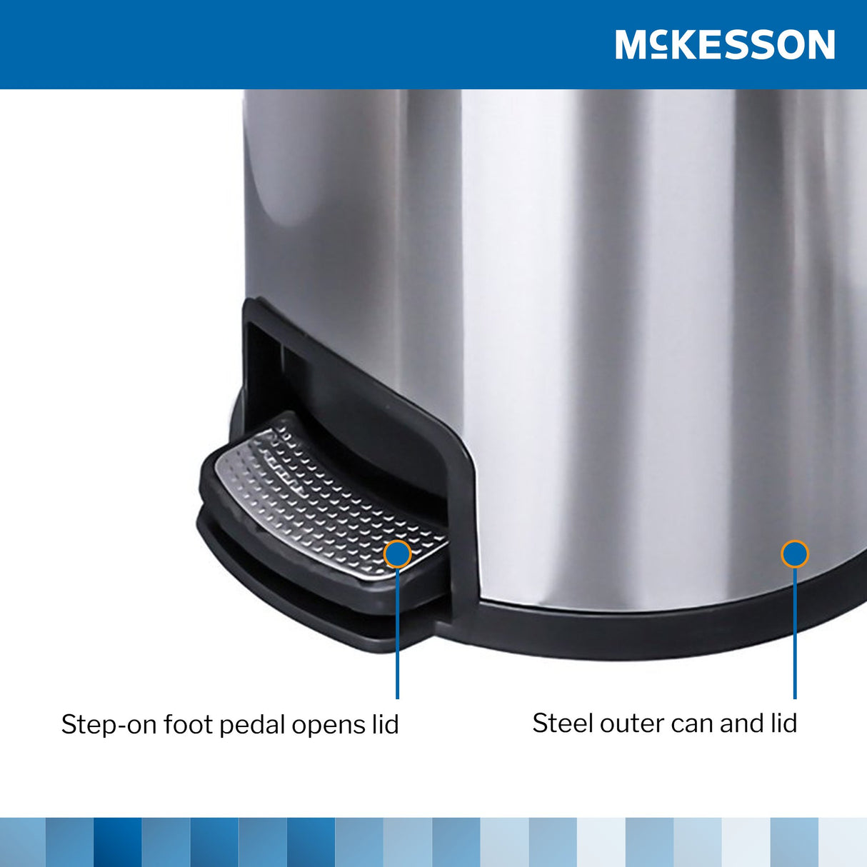Trash Can McKesson 32 Quart / 8 gal. Silver Metal Round - BeHope