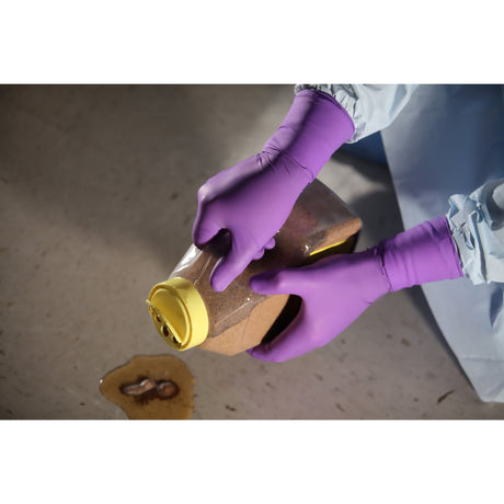 Exam Glove Purple Nitrile-Xtra™ Medium NonSterile Nitrile Extended Cuff Length Textured Fingertips Purple Chemo Tested - BeHope
