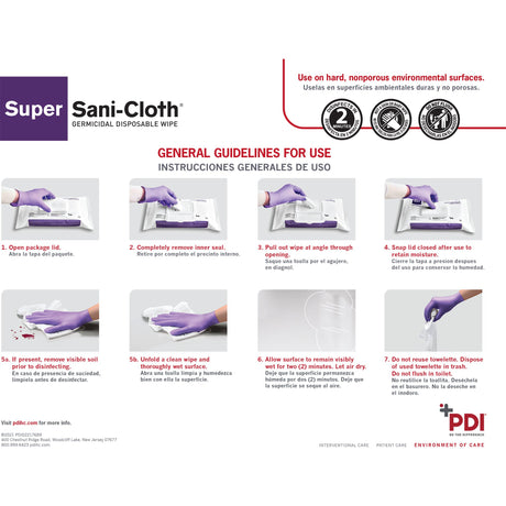 Surface Disinfectant Cleaner Super Sani-Cloth® Premoistened Germicidal Manual Pull Wipe 80 Count Soft Pack Alcohol Scent NonSterile - BeHope