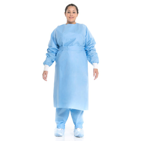Protective Procedure Gown Halyard Large Blue NonSterile Not Rated Disposable - BeHope