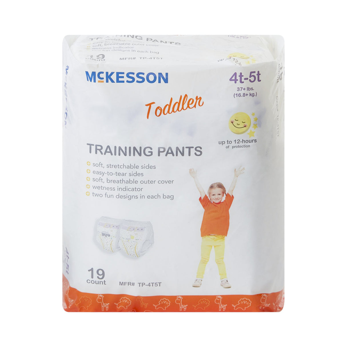 Unisex Toddler Training Pants McKesson Pull On with Tear Away Seams Size 4T to 5T Disposable Heavy Absorbency