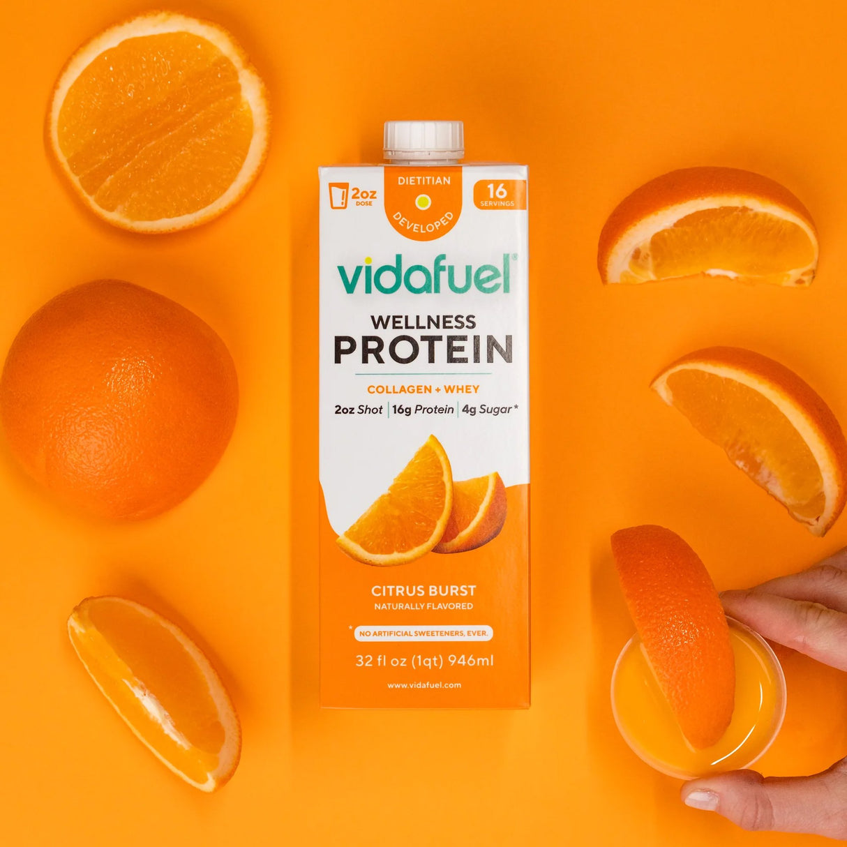 Oral Supplement Vida Fuel Wellness Protein Citrus Burst Flavor Liquid 32 oz. Reclosable Carton