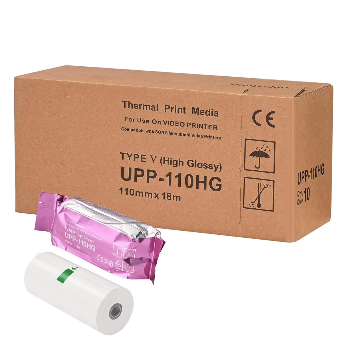Ultrasound Video Paper Sony® Roll Black and White High Gloss Without Grid - BeHope