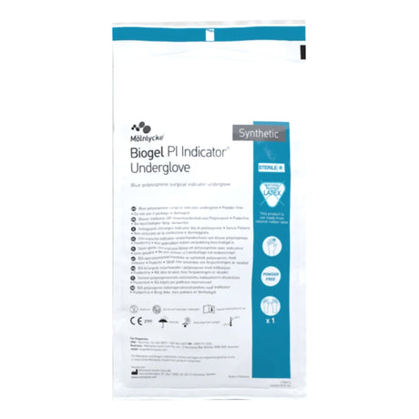Surgical Underglove Biogel® PI Indicator® Underglove Size 8 Sterile Polyisoprene Standard Cuff Length Smooth Blue Chemo Tested - BeHope