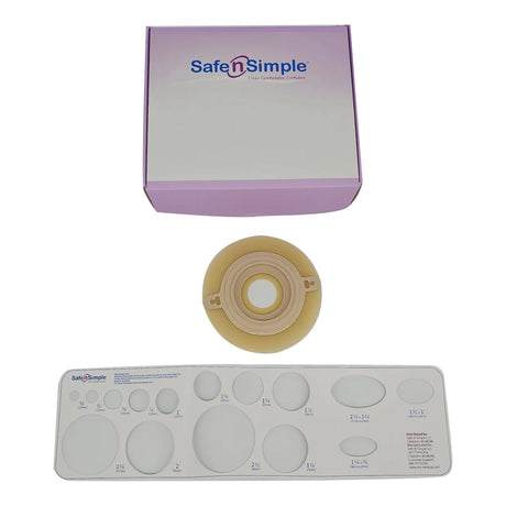 Ostomy Barrier Precut, Extended Wear Adhesive Tape Collar 57 mm Flange Red Code System 1-1/4 Inch Opening 5 X 5 Inch - BeHope