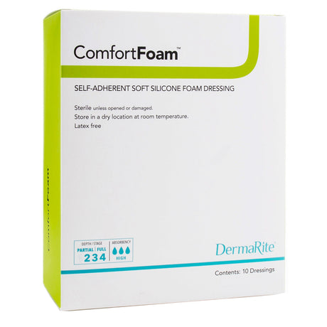 Foam Dressing ComfortFoam™ 4 X 5 Inch Without Border Film Backing Silicone Face Rectangle Sterile - BeHope
