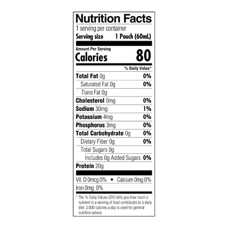 Tube Feeding Formula ProSource® TF20 Unflavored Liquid 60 mL Pouch - BeHope