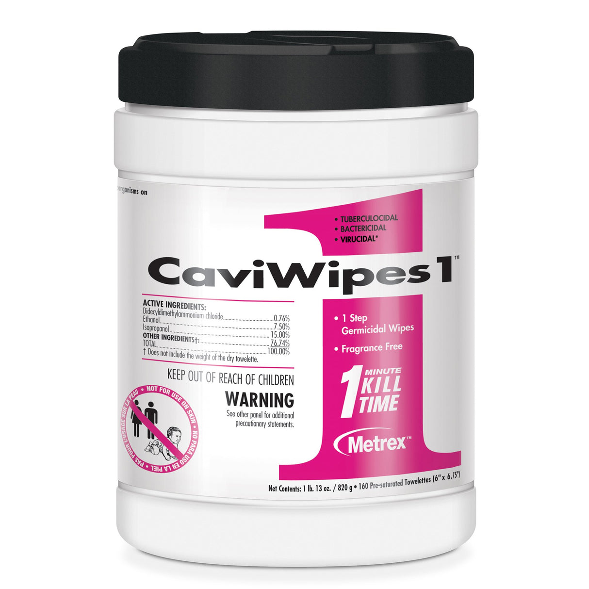 Surface Disinfectant CaviWipes1™ Premoistened Manual Pull Wipe 160 Count Canister Unscented NonSterile - BeHope