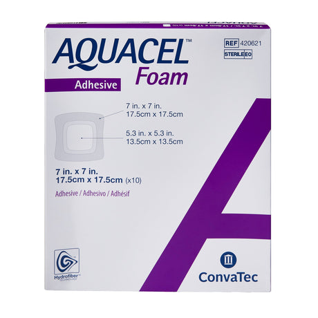 Foam Dressing Aquacel® 7 X 7 Inch With Border Waterproof Film Backing Silicone Adhesive Square Sterile - BeHope