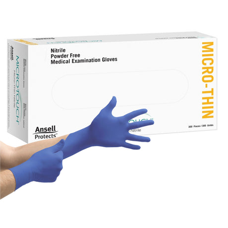 Exam Glove Micro-Touch® Micro-Thin Small NonSterile Nitrile Standard Cuff Length Textured Fingertips Blue Not Rated - BeHope