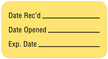 Pre-Printed / Write On Label Auxiliary Label Yellow Paper Date Rec'D __________ / Date Opened __________ / Exp. Date __________ Quality Control Label 7/8 X 1-5/8 Inch - BeHope