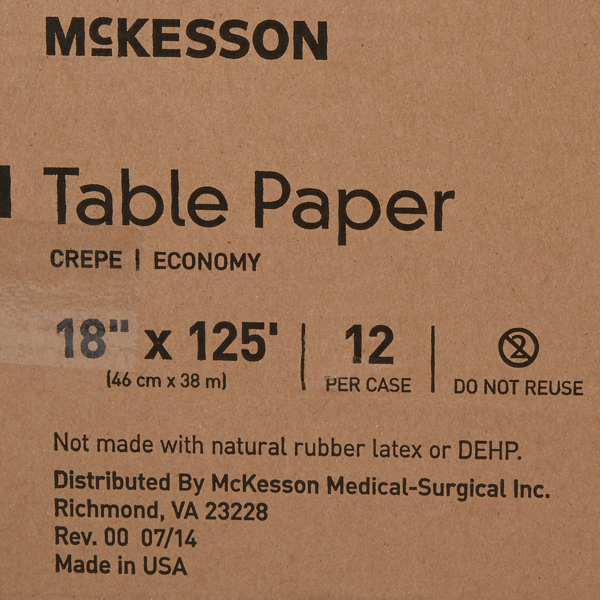 Table Paper McKesson 18 Inch Width 125 Foot Length White Crepe - BeHope