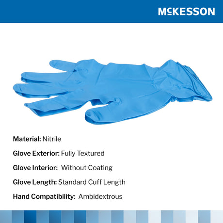 Exam Glove McKesson Confiderm® 6.8C X-Large NonSterile Nitrile Standard Cuff Length Fully Textured Blue Chemo Tested / Fentanyl Tested - BeHope