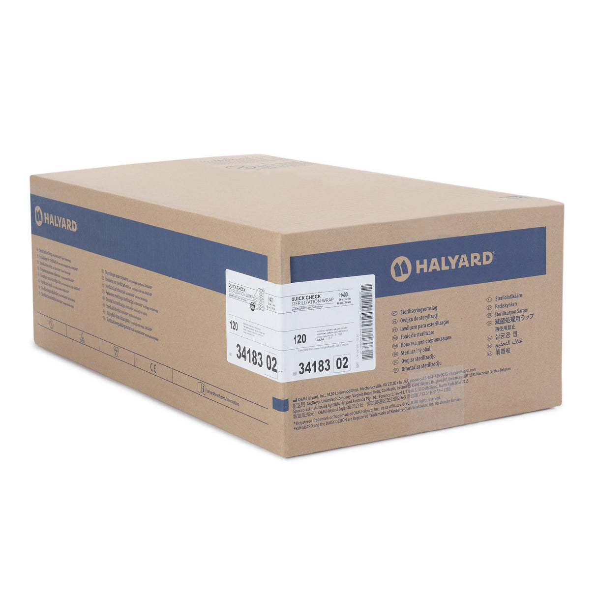 QUICK CHECK* H400 Sterilization Wrap White / Blue 24 X 24 Inch Dual Layer SMS Polypropylene Steam / EO Gas / Hydrogen Peroxide - BeHope