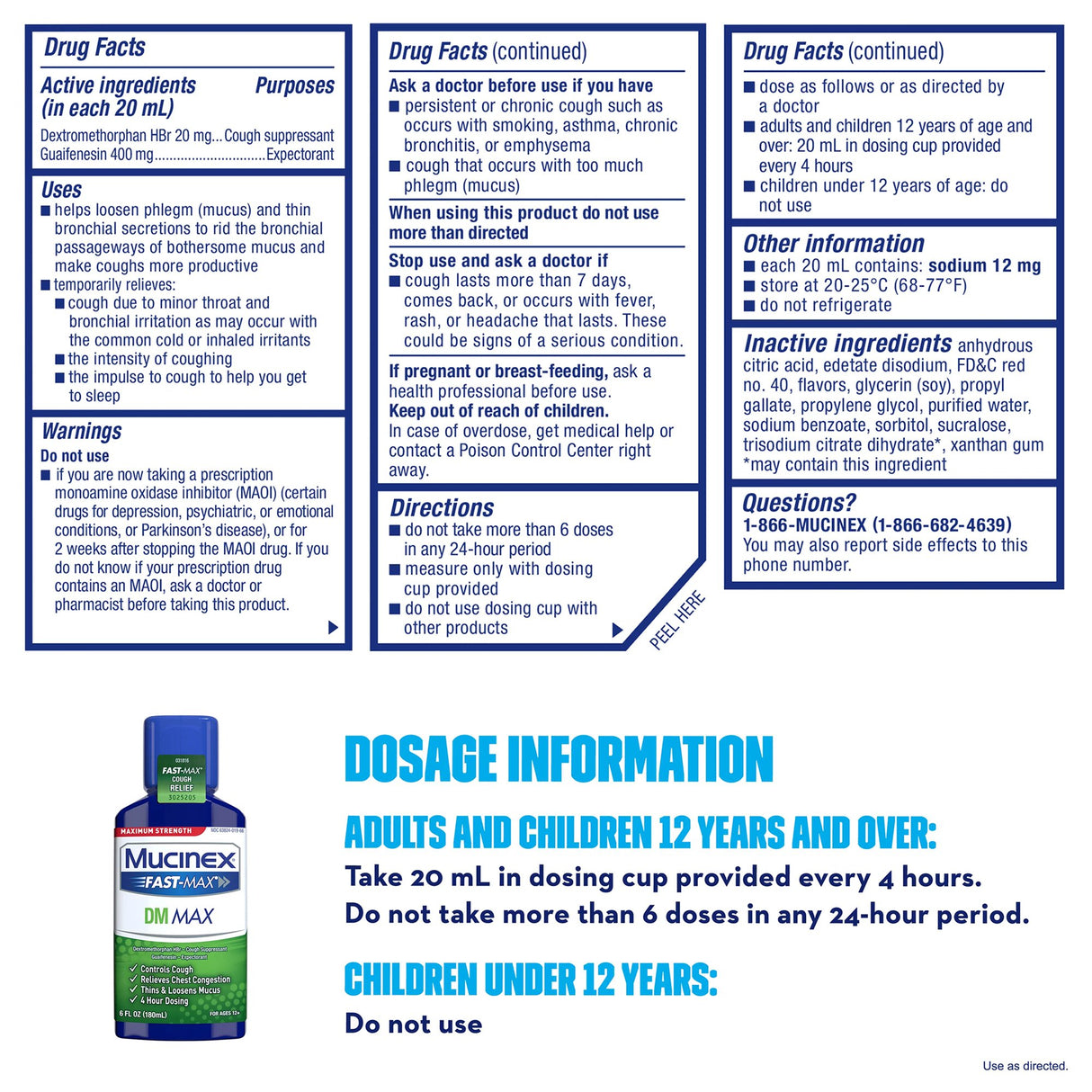 Cold and Cough Relief Mucinex® Fast-Max™ DM Max 400 mg - 20 mg / 20 mL Strength Liquid 6 oz. - BeHope