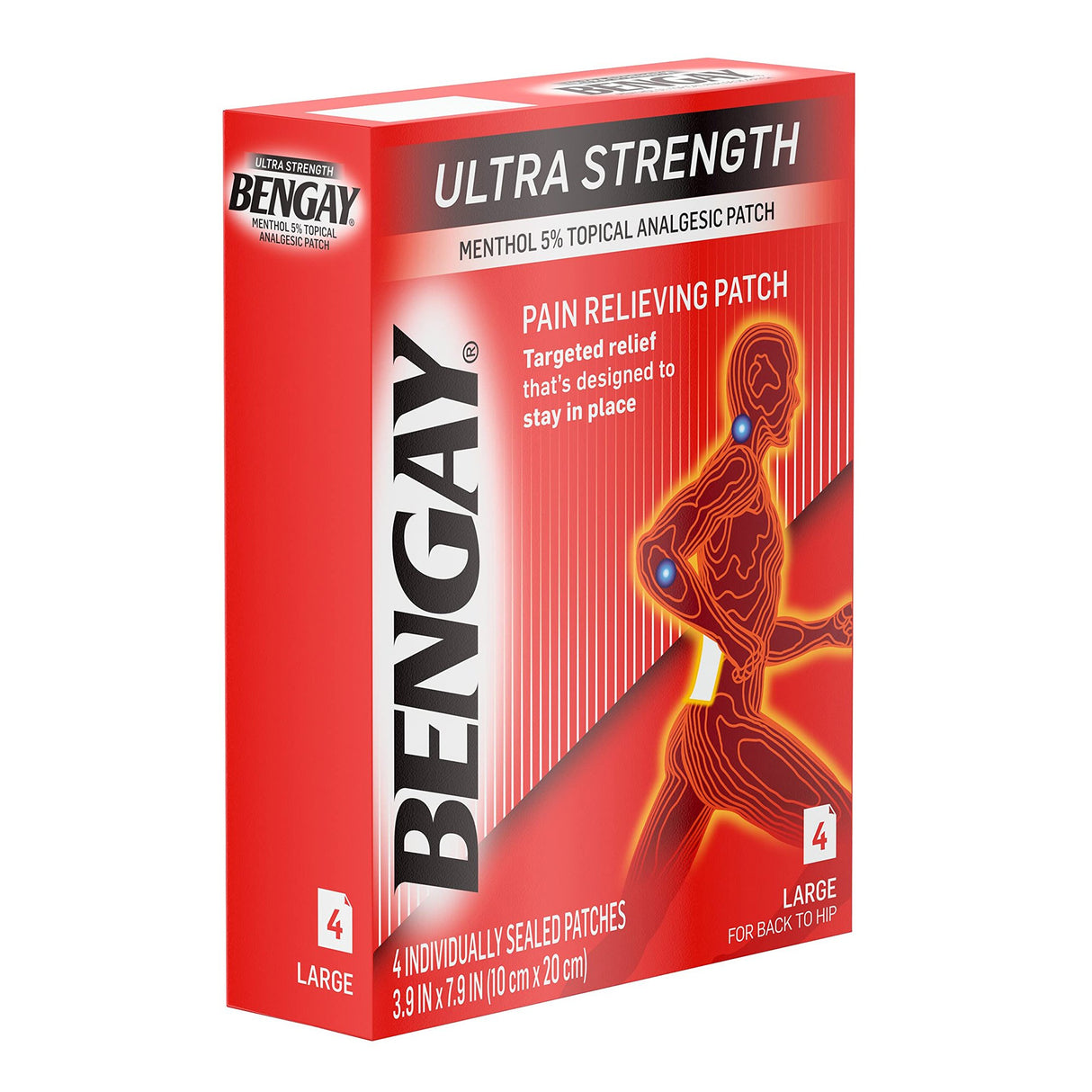Topical Pain Relief Bengay® Ultra Strength 5% Strength Menthol Patch 4 per Box - BeHope
