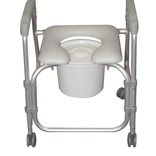 Chaise de douche/commode en aluminium avec roulettes démontable