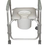 Chaise de douche/commode en aluminium avec roulettes démontable