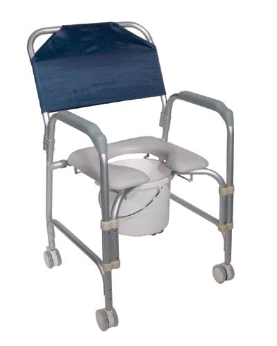 Chaise de douche/commode en aluminium avec roulettes démontable