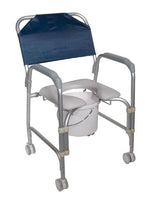 Chaise de douche/commode en aluminium avec roulettes démontable