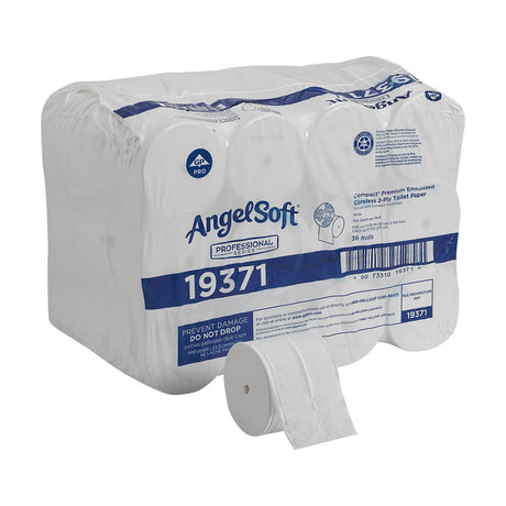 Toilet Tissue Angel Soft Professional Series® Compact White 2-Ply Standard Size Coreless Roll 750 Sheets 3-4/5 X 4-1/20 Inch - BeHope