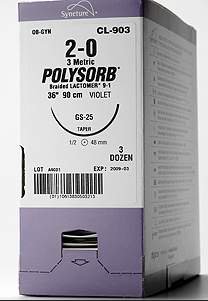 Absorbable Suture with Needle Polysorb™ Polyester SS-28 1/2 Circle Spatula Needle Size 6-0 Braided - BeHope