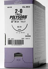 Absorbable Suture with Needle Polysorb™ Polyester SS-28 1/2 Circle Spatula Needle Size 6-0 Braided - BeHope